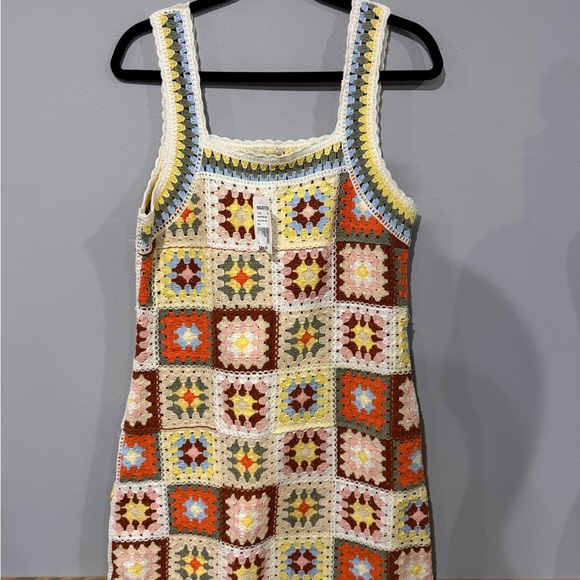 New In Ragstock Crochet Mini Dress - Colorful Granny Square Patchwork Size: S/M - Picture 3 of 12